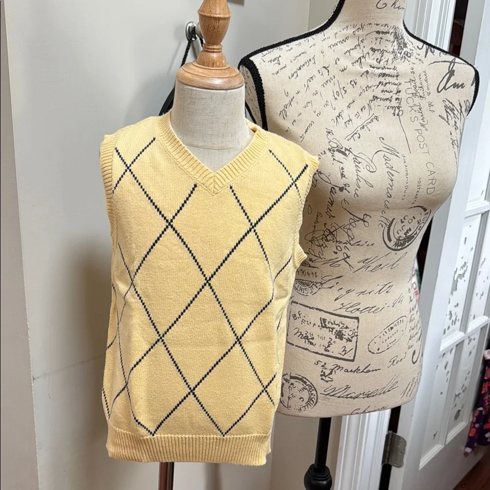 Gymboree Boys Yellow Argyle Sweater Vest 100% Cotton